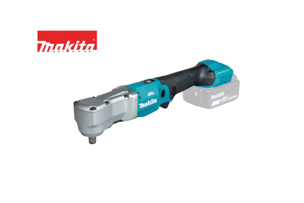 Makita DTL300Z -akkukulmavuonv&auml;&auml;nnin, jossa on sininen ja musta runko, metallinen kulmap&auml;&auml; sek&auml; 18V LXT -akku kiinnitettyn&auml;.